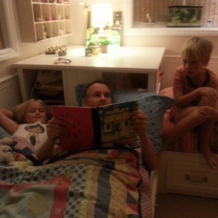 Eva Hauge was pictured with her dad and brother when she was little.